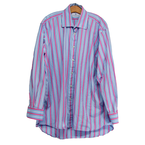 Joseph Turner Other - Men's XL Dress Shirt JOSEPH TURNER UK Blue Pink Striped Long Sleeve Pure Cotton